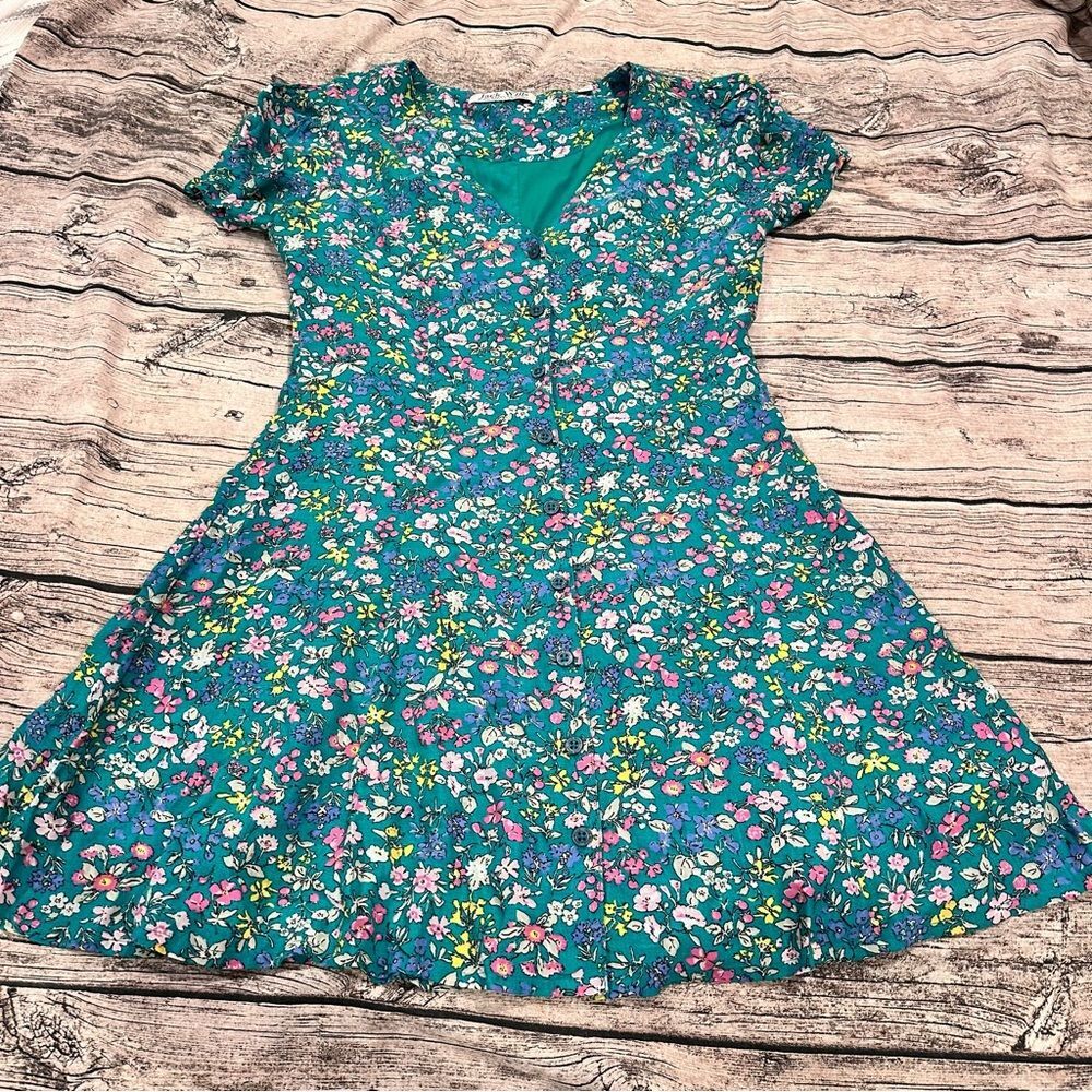 Jack Wills Floral Button Front Mini Dress Size 6